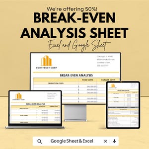 Break-Even Analysis Template | Excel & Google Sheets | Financial Planning and Profitability Tool