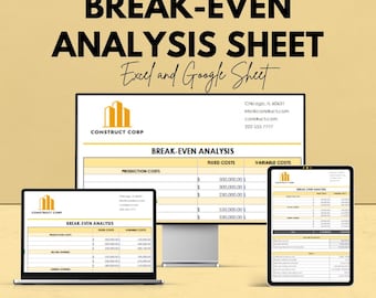 Break-Even Analysis Template | Excel & Google Sheets | Financial Planning and Profitability Tool