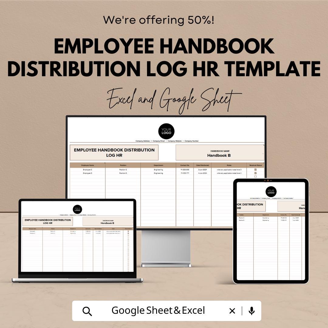 Sample Distribution Log Employee Handbook Distribution Log, HR Handbook Tracker, Employee ...