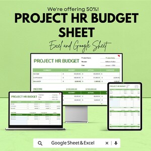 Project HR Budget Sheet - Excel & Google Sheets Template for Efficient HR Budgeting