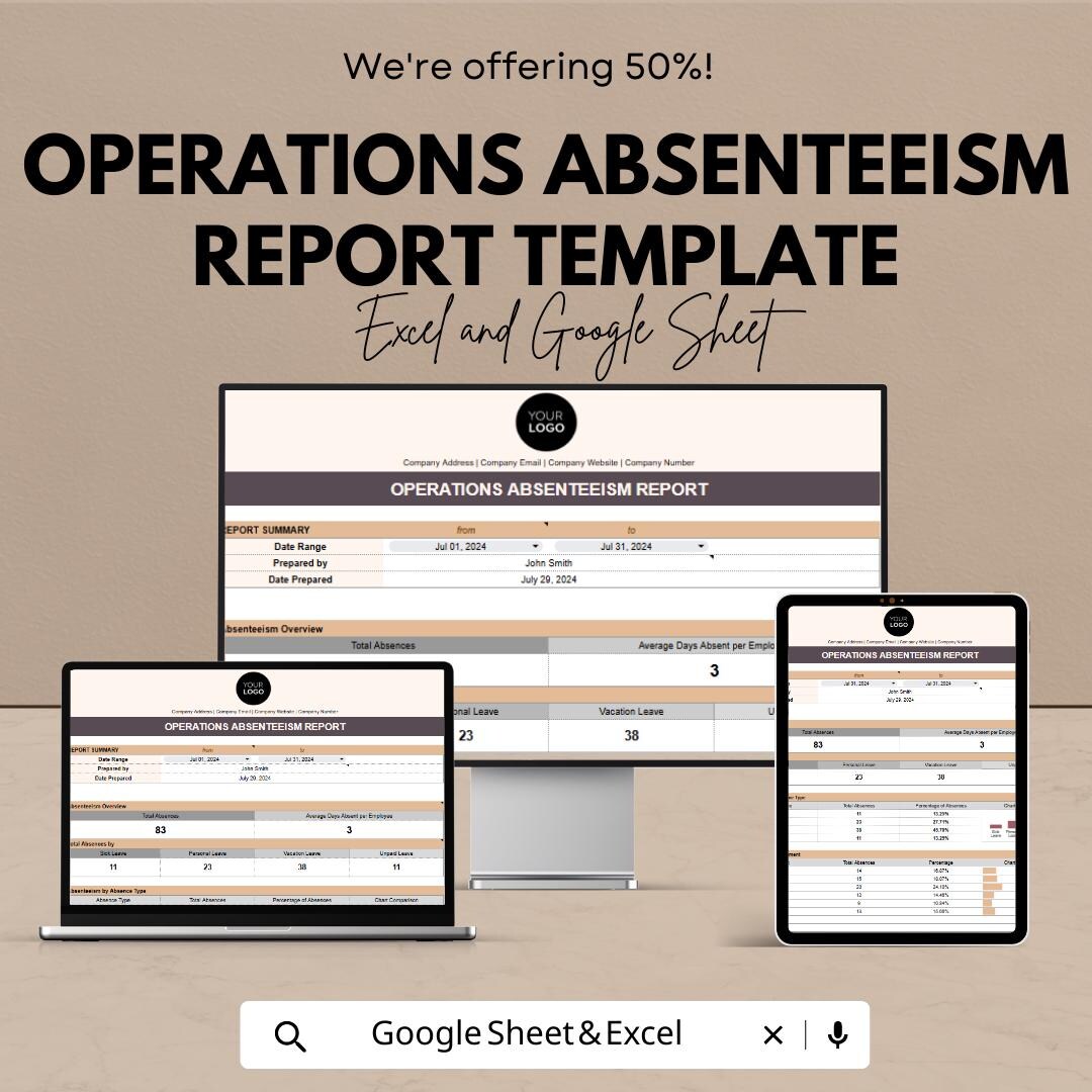 Operations Absenteeism Report Template | Employee Absence Tracker | HR ...