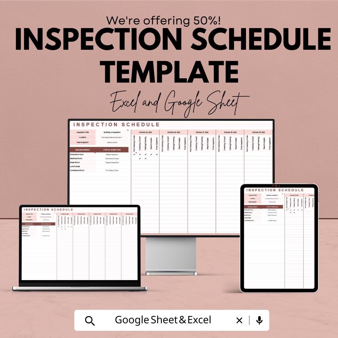 Inspection Schedule Template | Editable Inspection Tracker | Digital ...