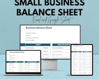 Small Business Balance Sheet - Excel & Google Sheet Template | Financial Tracking for Small Businesses | Easy-to-Use | 50% Off
