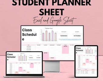 Student Planner Sheet | Class Schedule and Academic Tracker | Excel & Google Sheets | Study Organizer Template