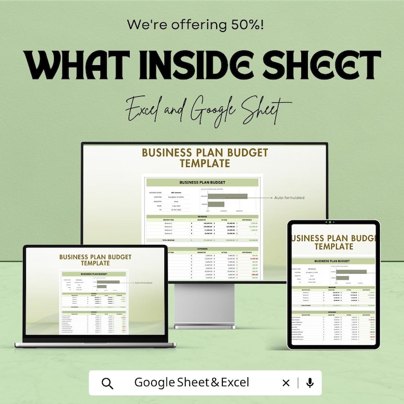 Business Plan Budget Template | Business Budget Spreadsheet | Financial ...