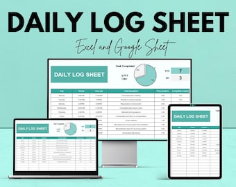 Daily Log Sheet | Google Sheets & Excel Tracker | Task Time Log, Productivity Journal, Work Schedule Sheet, Editable Template