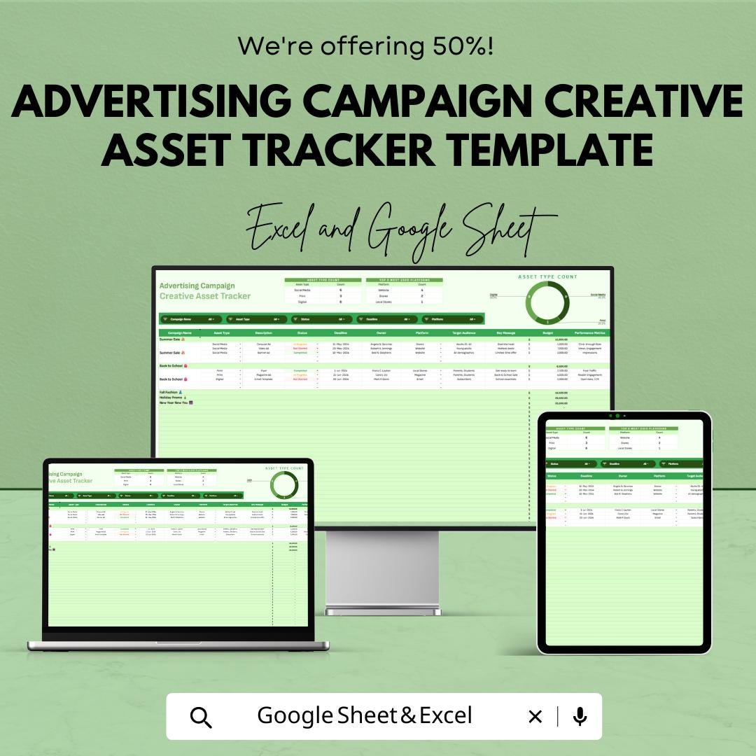 Advertising Campaign Tracker, Creative Asset Tracker Template ...