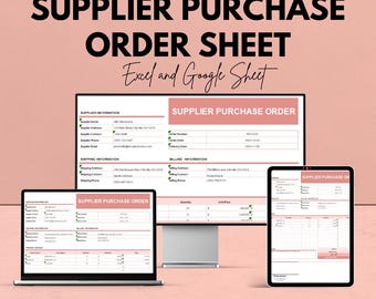 Supplier Purchase Order Sheet | Google Sheets & Excel Template | Procurement Form | Business Order Tracker | Editable PO Template