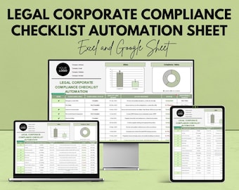 Legal Corporate Compliance Checklist Automation Sheet - Google Sheet & Excel Template for Legal Compliance Tracking and Risk Management