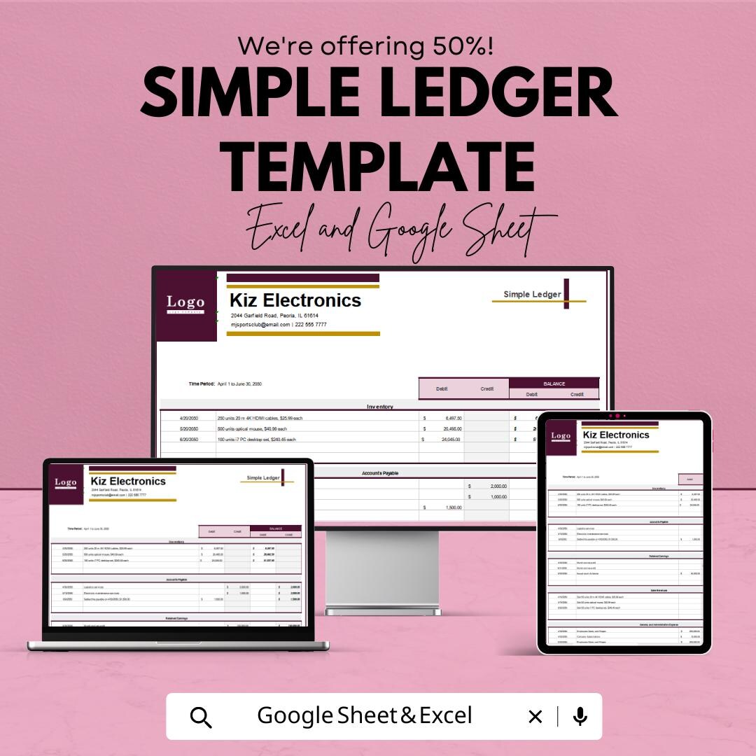 Simple Ledger Template | Basic Accounting Ledger | Debit & Credit ...