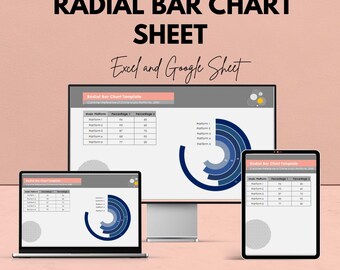 Sjabloon radiale staafdiagram voor Excel en Google Spreadsheets: gegevens vergelijken met stijl