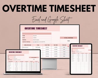 Überstunden Stundenzettel Vorlage | Excel & Google Sheet | Mitarbeiter Timesheet Tracker | Personalabrechnung und Zeitwirtschaft