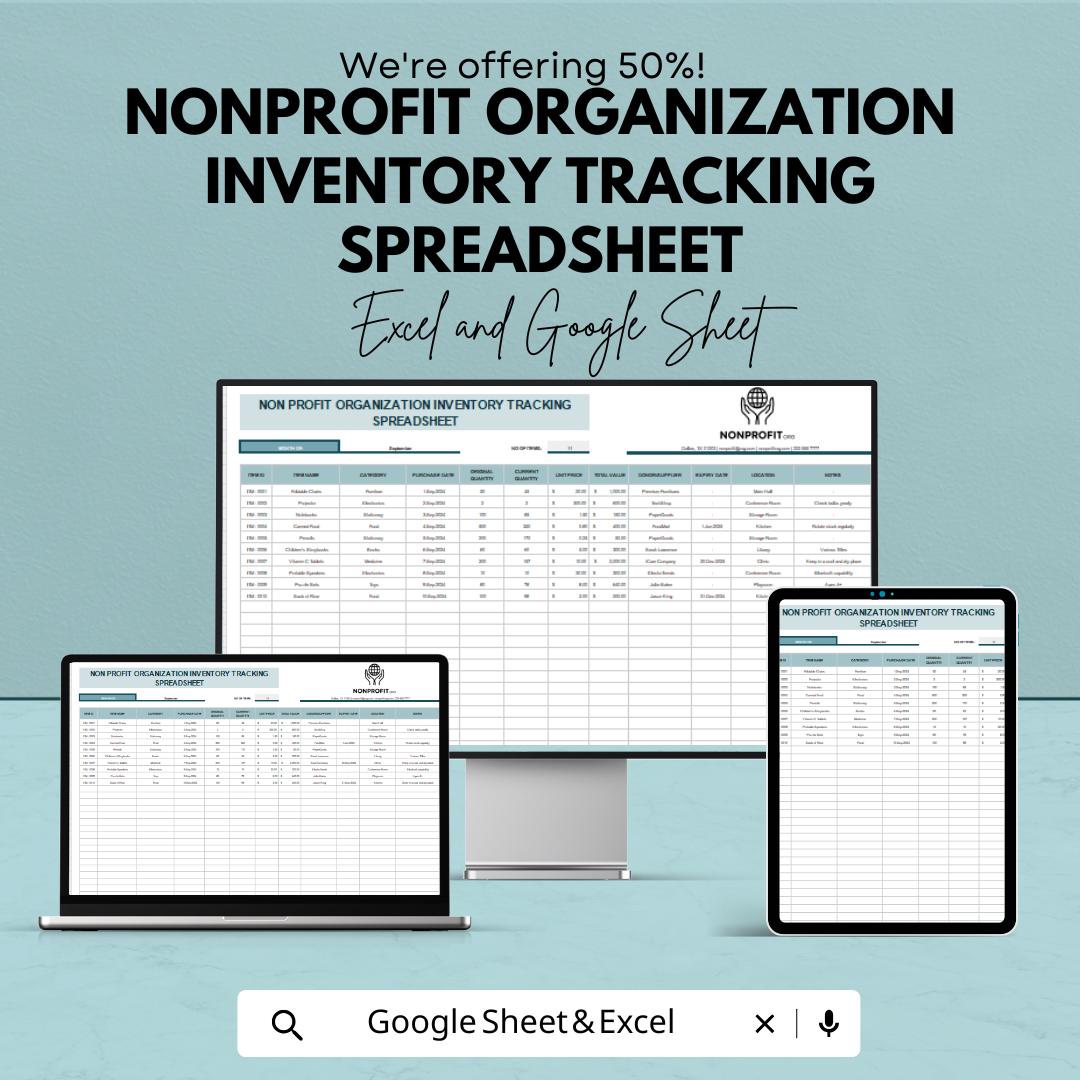 Nonprofit Organization Inventory Tracking Spreadsheet - Excel & Google ...