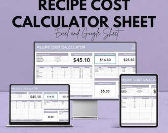 Recipe Cost Calculator Sheet - Excel & Google Sheets Template for Budget-Friendly Recipe Management