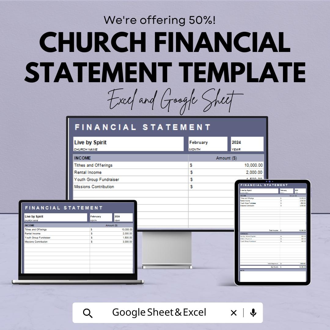 Church Financial Statement Template | Church Income and Expense Report ...