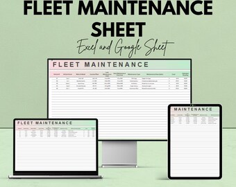 Fleet Maintenance Log Template | Excel & Google Sheets | 50% OFF