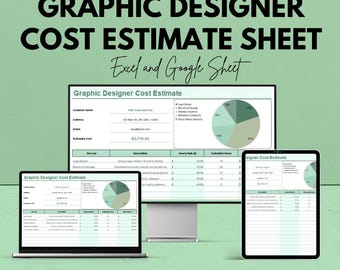 Grafikdesigner Kostenvoranschlag | Excel und Google Sheets | Freiberufliche und Makler-Vorlage | Budget- und Preisgestaltungs-Tool |