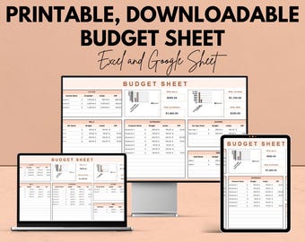 Digital Download Excel & Google Sheets | Personal Finance Tracker | Monthly Expense Budgeting Template