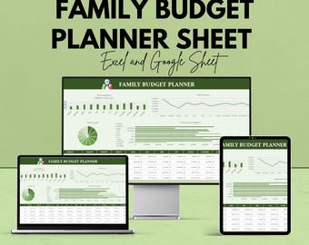 Family Budget Planner Sheet - Excel and Google Sheets Template for Family Financial Management | Monthly Budget Tracker & Expense Planner