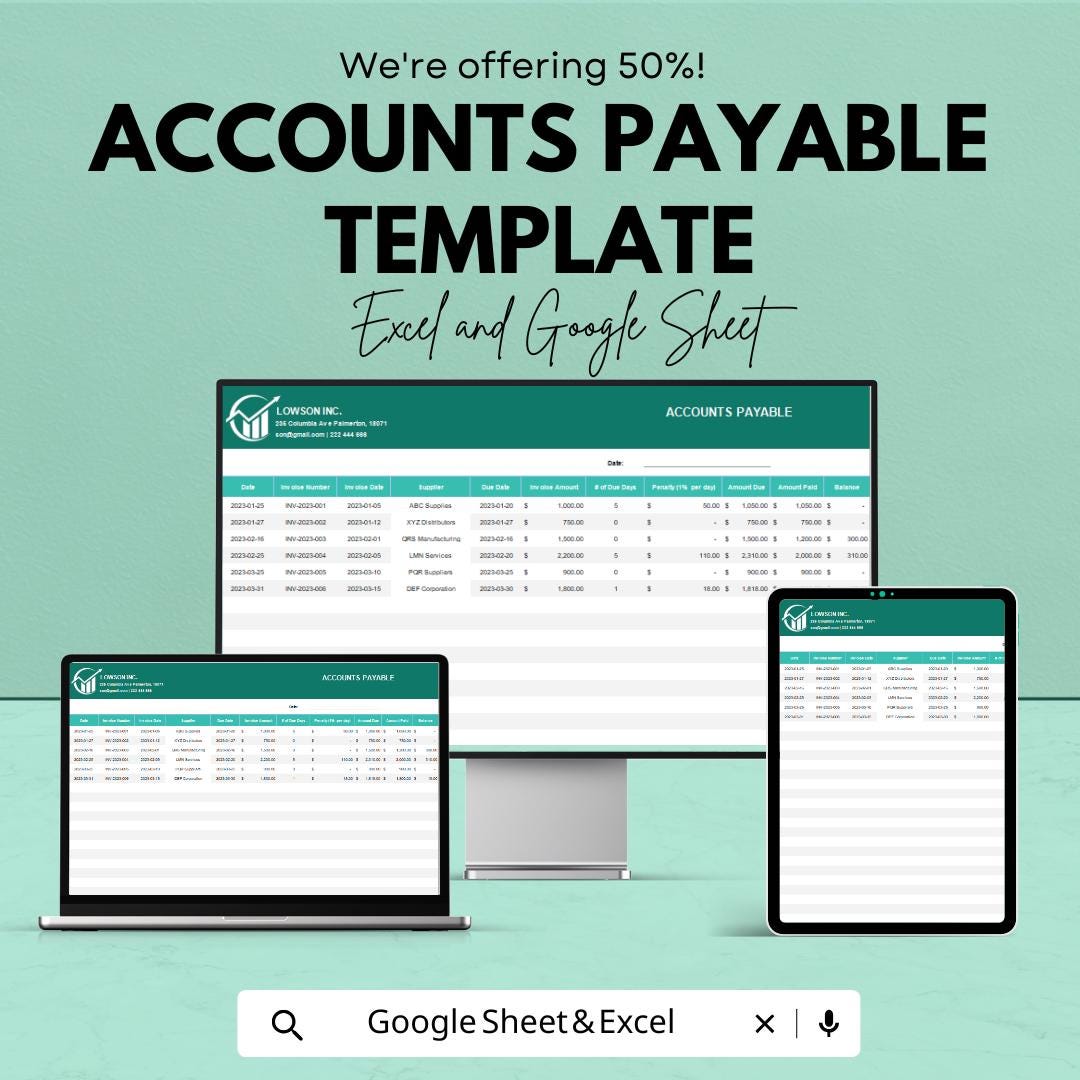 Accounts Payable Template | Excel & Google Sheets | Supplier Management ...