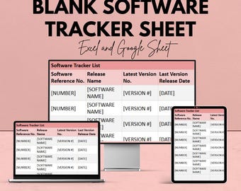 Blank Software Tracker Sheet | Excel and Google Sheets Template | Track Software Versions & Updates | Customizable Tracker