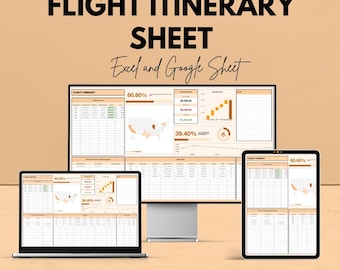 Flight Itinerary Sheet for Travel Planning - Google Sheet Template - Personalized and Easy to Use - Flight Schedule & Travel Details Tracker
