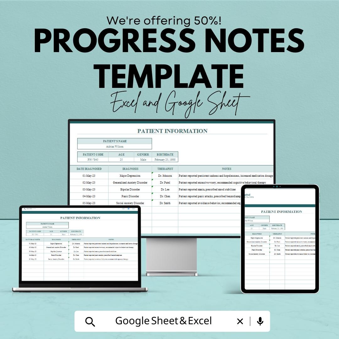 Progress Notes Template | Therapy Session Notes | Medical Documentation ...