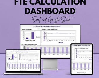 Dashboard di calcolo FTE - Modello di foglio Google / Pianificazione delle risorse dei dipendenti / Strumento di calcolo FTE / Analisi a tempo pieno e parziale