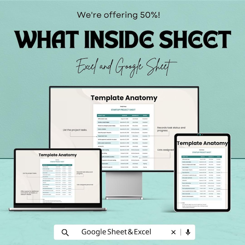 Project Startup Checklist Example Startup Project Sheet Template | Project Tracking Spreadsheet | Task ...