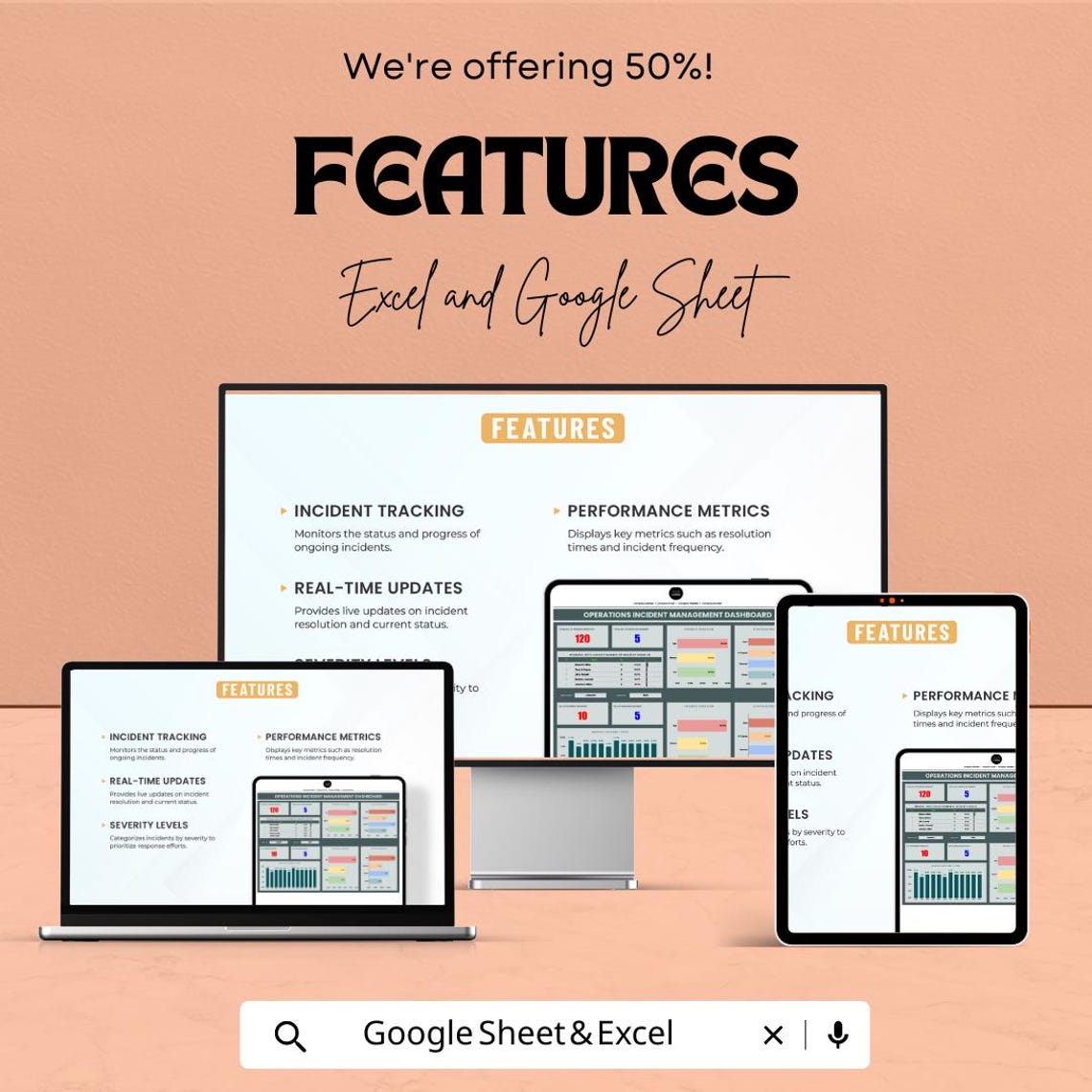 Incident Management Dashboard | Excel & Google Sheets | Operations Log ...