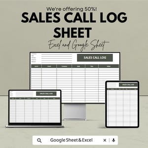 Sales Call Log Sheet Template | Excel & Google Sheets | CRM Tracker | Client Follow-Up Log | Editable Business Call Log