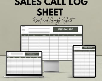 Sales Call Log Sheet Vorlage | Excel & Google Sheets | crm-tracker | Kundenverfolgungslog | Bearbeitbares Business Call Log