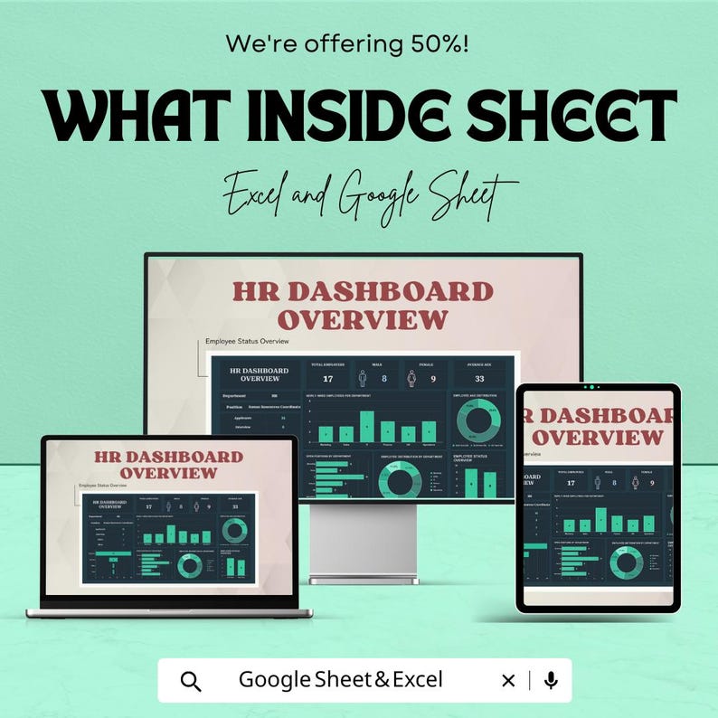 HR Dashboard Overview Sheet | Excel and Google Sheet | Employee ...