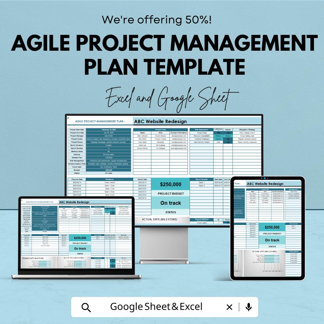 Agile Project Management Plan Template Agile Project Tracker and Planner Spreadsheet Excel & Google Sheets