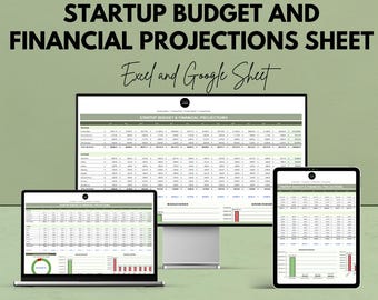 Startup Budget and Financial Projections Template | Excel & Google Sheets | Startup Planner, Business Forecast, Expense Tracker