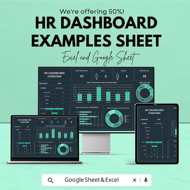 HR Dashboard Overview Sheet | Excel and Google Sheet | Employee ...