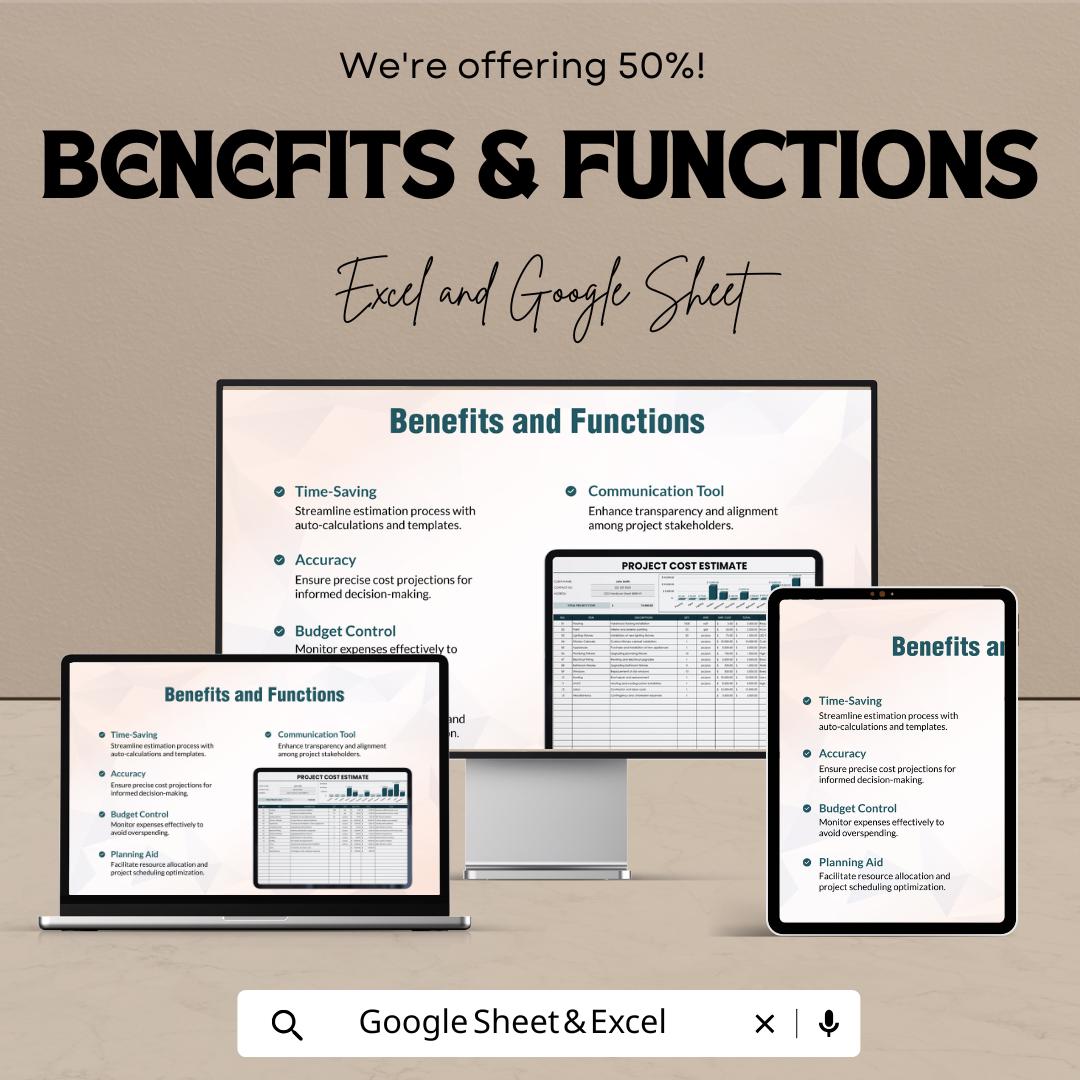 Project Cost Estimate Sheet | Excel and Google Sheets | Editable Budget ...