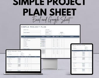 Eenvoudig projectplanblad | Excel- en Google Spreadsheets-sjabloon | Projectmanagementplanner | Taaktracker | Mijlpaal- en budgetplanner |