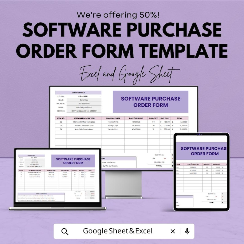 Example Software Purchase Request Form Software Purchase Order Form Template | Purchase Order Spreadsheet ...