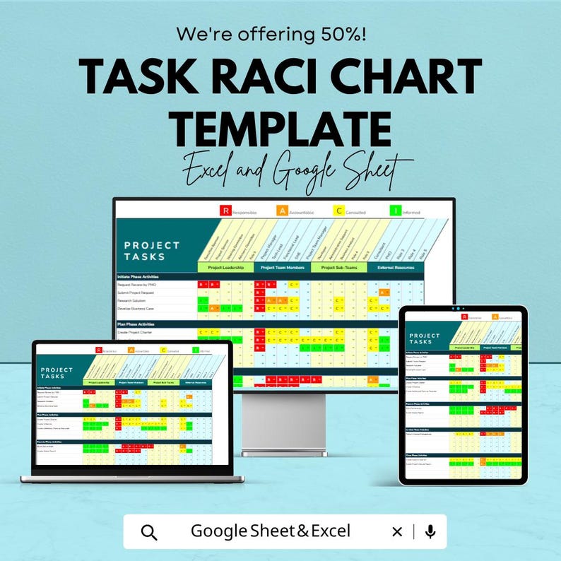 Task Force Rasci Task RACI Chart Template | RACI Matrix for Project Tasks | Roles and ...