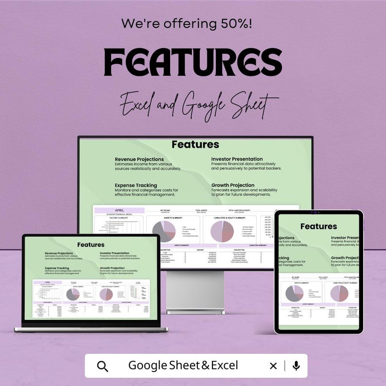 Startup Financial Model Template for Excel and Google Sheets | Budget ...