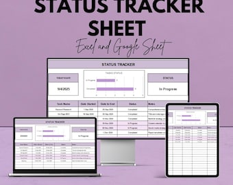 Status Tracker Sheet for Google Sheets - Task Progress Tracker, Project Management Template, Task List Tracker, Productivity Tracker,