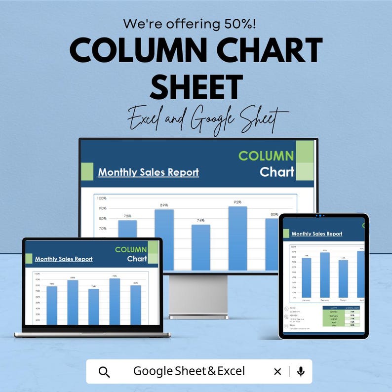 Column Chart Template – Excel & Google Sheets – Monthly Sales Report ...
