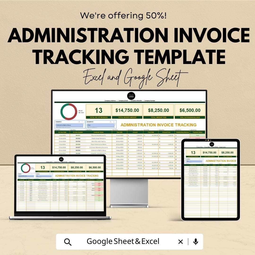 Administration Invoice Sample Administration Invoice Tracking Template | Invoice Log for Excel ...