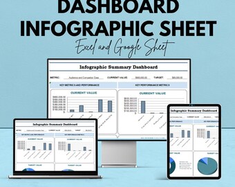 Dashboard Infographic Sheet - Excel & Google Sheet - Visual Data Tracking Dashboard Template - KPI Metrics Tracker - Business Analytics