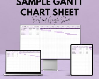 Modelo de gráfico de Gantt - Excel e Planilhas Google - Ferramenta de gerenciamento de projetos - Planejador de tarefas personalizável - Rastreador visual de projetos