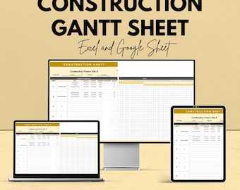 Konstruktion Gantt Chart Blatt | Projektmanagement Excel & Google Sheet | Aufgabenplanung, Timeline-Visualisierung, Erbauerzeitplan