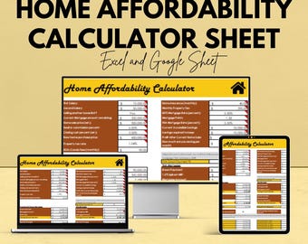 Home Betaalbaarheid rekenblad | Google Spreadsheets | Betaalbare woningprijscalculator | Budgetplanner voor onroerend goed | Hypotheekcalculator