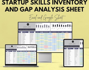 Hoja de inventario de habilidades y análisis de brechas para startups: plantilla de Excel y Hojas de cálculo de Google para evaluación de equipos y planificación estratégica