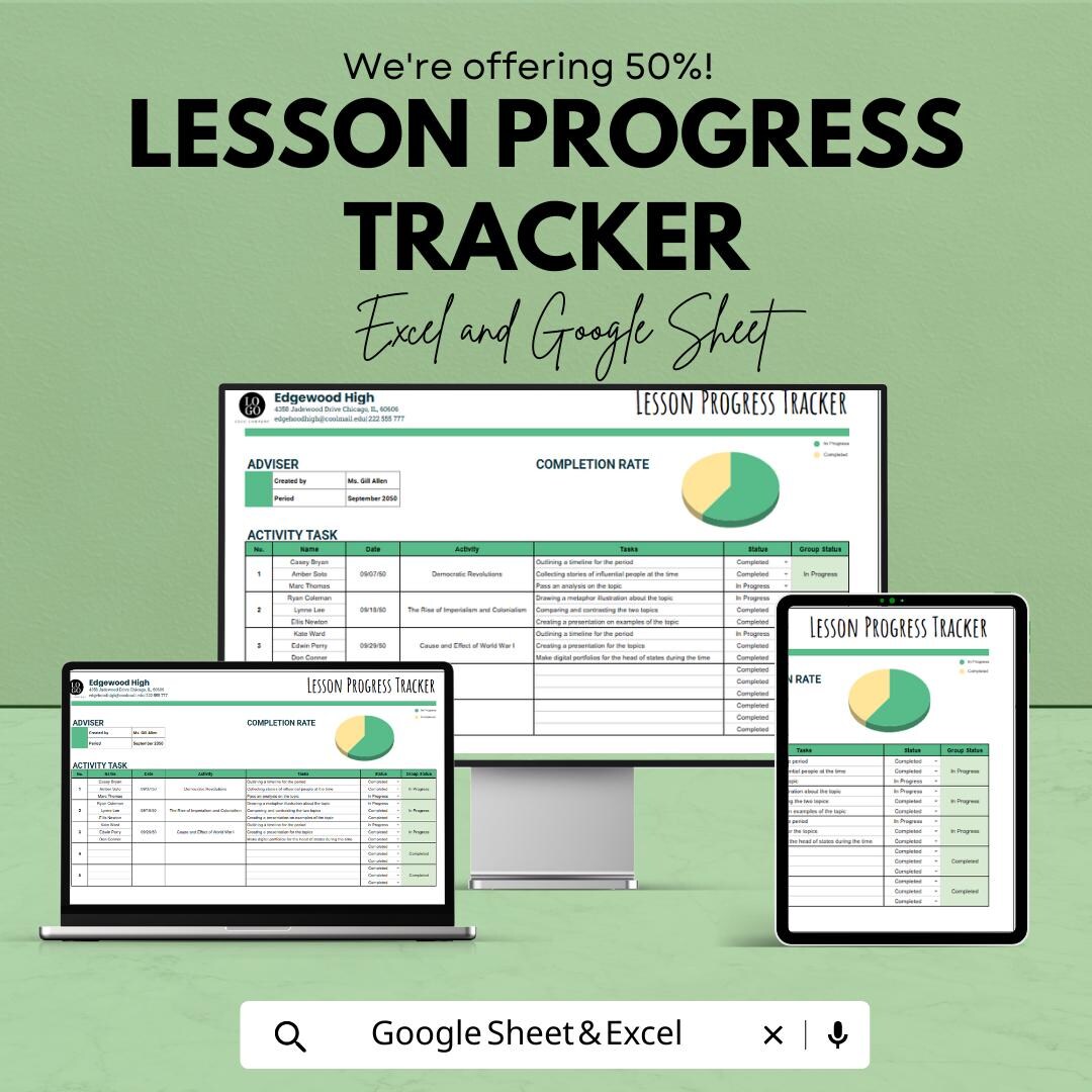lesson progress tracker template in word, google docs... Lesson Progress Tracker, Excel & Google Sheets Template, Student ...